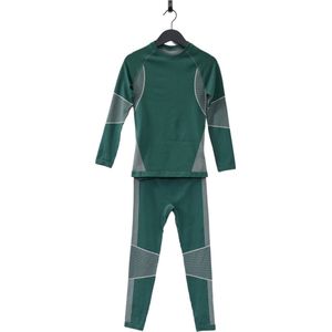Ducksday - Set Thermisch Ondergoed - Thermokleding - Kinderen - Unisex - Set T-shirt en broek - Tweedelig - Donkergroen - Maat 98/104