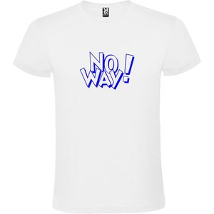 Wit t-shirt met tekst ''NO WAY'' print Blauw  size 4XL