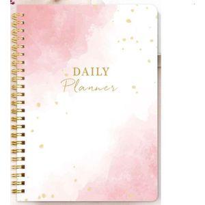 Dagelijkse Planner A5 Formaat  Hardcover - Journal Boek - Gouden Spiraal Planner | Notitieboek met Gouden Spiraal | Schrijfblok | Schrijfwaren | Schrijfblok |