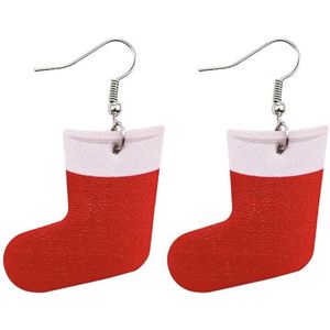 Oorhangers - dames oorbellen - rode kerst oorbellen - lederlook - cadeau voor vrouw - Liefs Jade