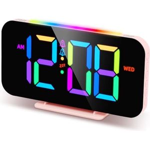 Digitale Nachtwekker met RGB Nachtlampje en Snooze Functie - Instelbaar Volume en Helderheid
