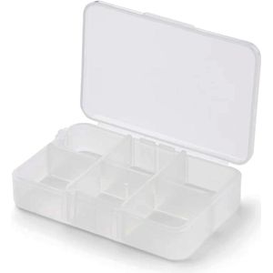 Pillendoosje - Wit Transparant - Mini Travel - 6 Vaks - Zakformaat Afsluitbaar