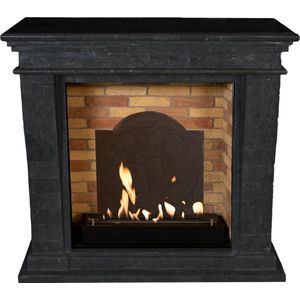 Xaralyn Kreta-Mini BME-SBU bio-ethanol open haard - Antraciet, zwarte ruwe natuurstenen haardombouw - 3 KW verwarming