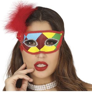 Fiestas Guirca Masker Harlekijn Met Veren Dames Polyester