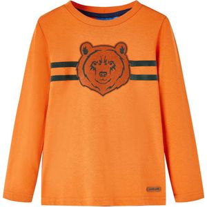 vidaXL - Kindershirt - met - lange - mouwen - 116 - donkeroranje