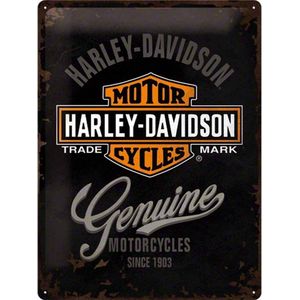 Metalen Reclamebord Harley-Davidson Genuine 30 x 40 cm