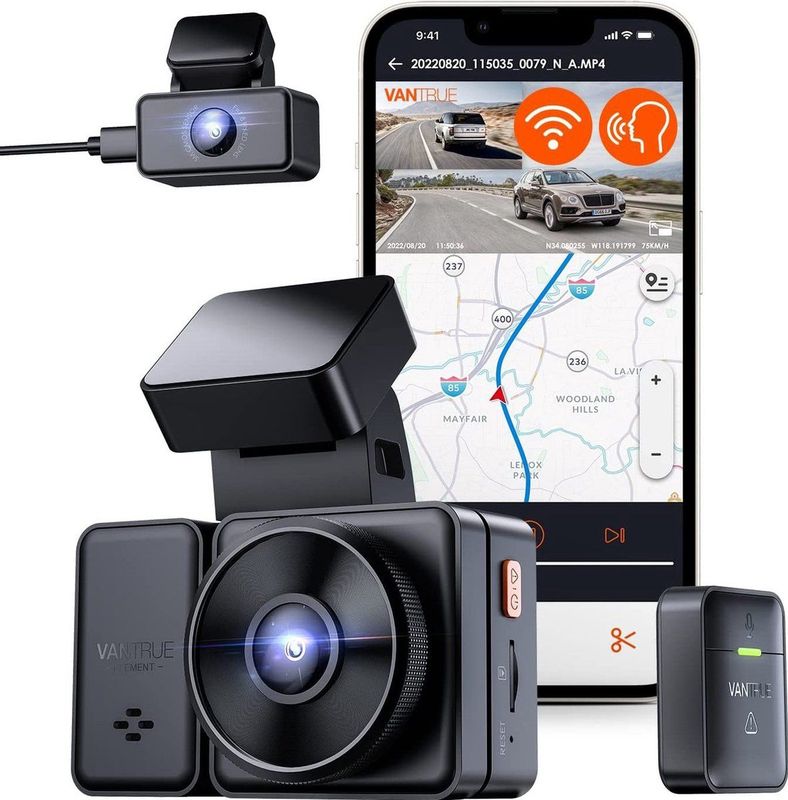 Vantrue E2 - Dual 2K QuadHD Dashcam - Wifi - GPS - Voor- en Achtercamera