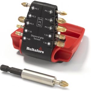 Hultafors Torsion Diamond Bitset Torx PZ PH met magnetische bithouder en riemhouder