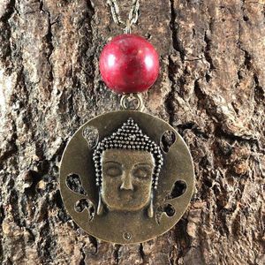 Wellness-House | Ketting Buddha Bronz Red | Buddha Ketting | Lava | Uniek | Zen | Energie