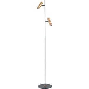 Highlight - Vloerlamp Trend 2 lichts H 141 cm incl mini GU10 zwart goud