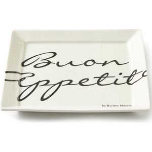 Rivièra Maison Buon Appetito Square Plate - Dinerbord - 18 x 18 cm - Wit