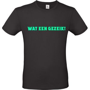 T-shirt met opdruk “Wat een gezeik”, Zwart T-shirt met fluor groene opdruk. Ken je hem uit Chateau Meiland?
