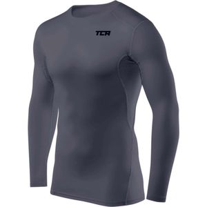 TCA Mannen HyperFusion Compressie Basislaag Top Lange Mouw Ondershirt - Crew Hals - Donkergrijs, S