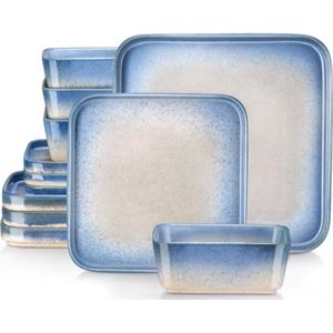 Zafiro Serviesset - 12 delig - 4 persoons - Dussy Blauw - Dinerborden - Bordenset - Diepe borden - Ontbijtborden - Servies - Keukenservies