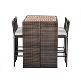 Teamson Home 5-Delig Tuinbarset - Tuinset - Tuinmeubelen - Hoge Bar Eethoeken Tafel en 4 Stoelen - Voor Maximaal 4 Personen - Rotan - Bruin - 120 x 172 x 108 (cm)