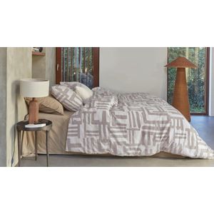 vtwonen Mixed Stripes dekbedovertrek - Tweepersoons - 200x200/220 - Naturel