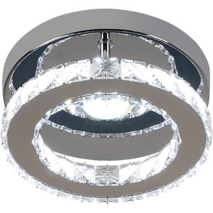 Delaveek-Moderne LED Kristallen Plafondlamp - Dimbaar - 15W 1700LM - 3000K - 6500K - Roestvrij Staal
