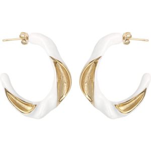 The Jewellery Club - Jill earrings white gold - Oorbellen - Dames oorbellen - Stainless steel - Wit - Goud - 2,8 cm