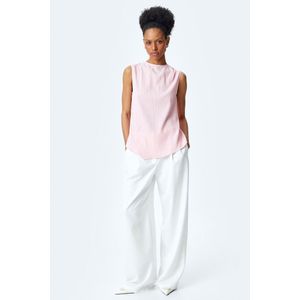 Mouwloos Bamboe Kraag Kurzarmbluse