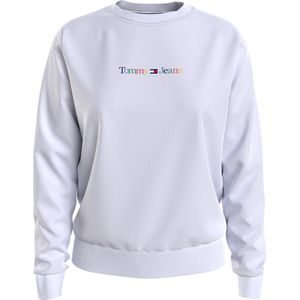 Tommy Jeans - Dames Sweaters Reg Serif Color Sweater - Wit - Maat XL