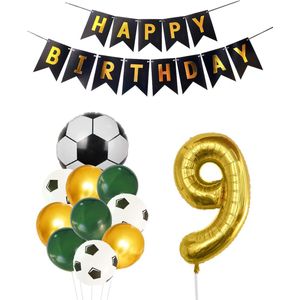 Cijfer Ballon 9 | Snoes Champions Voetbal Plus - Ballonnen Pakket | Groen en Goud