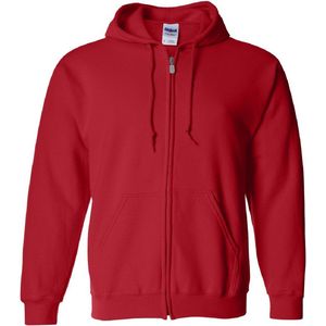 Gildan Zware Blend Unisex Adult Full Zip Hooded Sweatshirt Top (Rood)