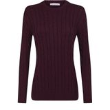 Felix Hardy - Kabelgebreide Trui - Bordeaux - 100% Katoen