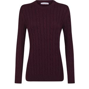 Felix Hardy - Kabelgebreide Trui - Bordeaux - 100% Katoen
