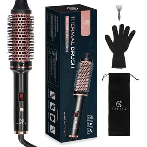Oseera® Thermal Brush - Keramische Warmteborstel - Krulborstel / Stijlborstel - Incl. Handschoen - Roségoud / Zwart