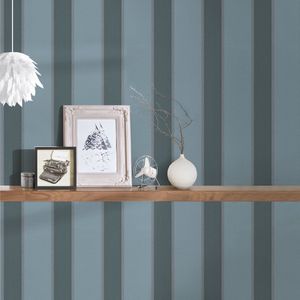 Streep behang Behang strepen Vliesbehang Blauw Grijs 333293