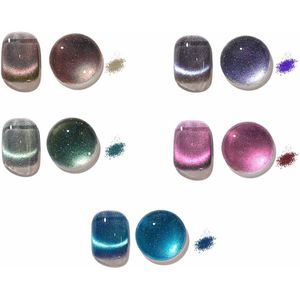 ​NAXSIR Cat's Eye 3D Gel Nagellakset - 5 Kleuren met UV-Opslag, Langdurige Glossy Finish voor DIY Manicure & Feestelijk Make-up (8ml per flesje)​