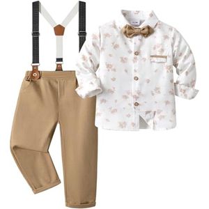 Kledingset voor baby's en kinderen met shirt, vlinderdas en bretels - 4-delige set