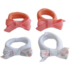 Baby haarelastiekjes met strikje - coral bloom