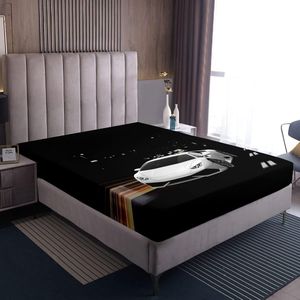 Racewagen Hoeslaken 160 x 200 cm – Stoer Bedlaken met Moderne Sportauto, Perfect voor Jongens en Jonge Autoliefhebbers