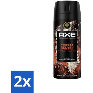 AXE - Deodorant Spray - Copper Santal - Premium Geur - Warme Houtnoten - 150 m - Voordeelverpakking - 2 stuks
