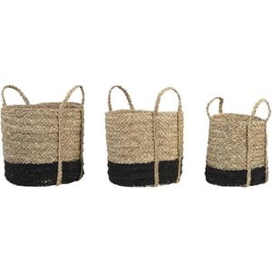 Light & Living Mand  GEFEN S/4 max Ø35x32 cm  -  naturel+mat zwart