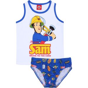 Brandweerman Sam t-shirt + broek voor witte en blauwe jongens met brandslang