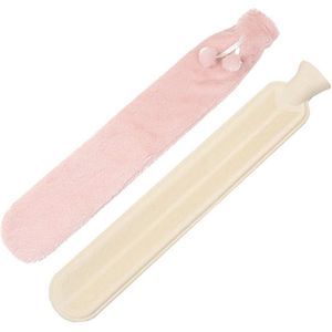 Warmwaterkruik met hoes - 2 liter rubberen warmwaterkruik met zachte buitenhoes (2 liter) - voor het verlichten van krampen - verlicht de pijn met een koud kompres - uitneembaar warm en koud kompres (roze)