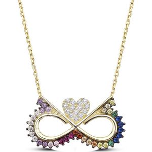 18K Goud Hart met Multi Swarovski® Kristal Ketting - 40cm +5cm