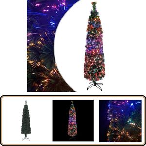 vidaXL Kunstkerstboom - Smal - 120 cm - Glasvezel Kunstkerstboom - Kerstboom Decoreren - Slimme Kerstboom - Glasvezel Verlichting - LED Kerstboom
