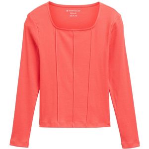 Tom Tailor Geribd shirt met lange mouwen en vierkante halslijn