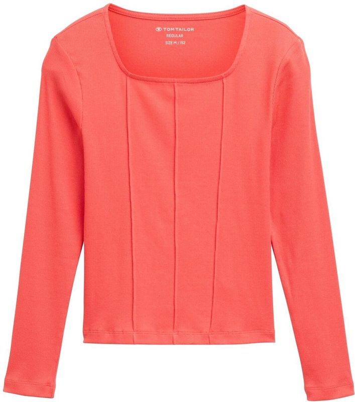 Tom Tailor Geribd shirt met lange mouwen en vierkante halslijn