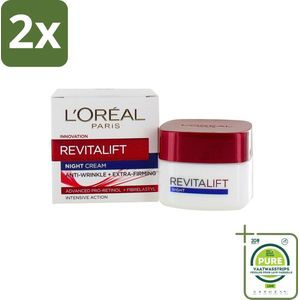 L'Oréal Revitalift - Nachtcrème - Anti-Rimpel - Hydraterend en Verstevigend - 50 ml - Voordeelverpakking - 2 stuks - Nachtcreme - Anti-rimpel