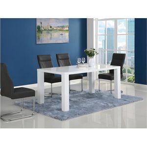 Eettafel MONICA - 6 zitplaatsen - Witgelakt mdf L 160 cm x H 75 cm x D 90 cm