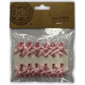 Mini Knijpers Roze - Met Lint - Babyshower - Versiering - 12 stuks