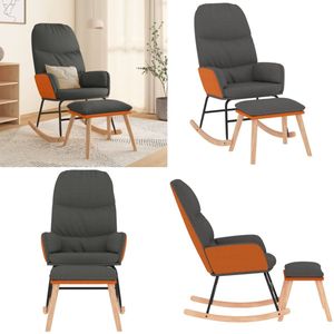 vidaXL Schommelstoel met voetenbank stof donkergrijs - Schommelstoel Met Voetenbank - Schommelstoelen Met Voetenbanken - Stoel - Zetel