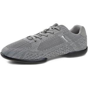 Salsa danssneaker TUNE 213 - 503 - 398 - Gesplitste zool - Twee draaipunten - Lichtgewicht ademend mesh - Zachte voetbed - Flexibele - Unisex danssneakers - Dansen binnen & buiten - Latin, Bachata, Zouk - Diamant - Grijs - 43