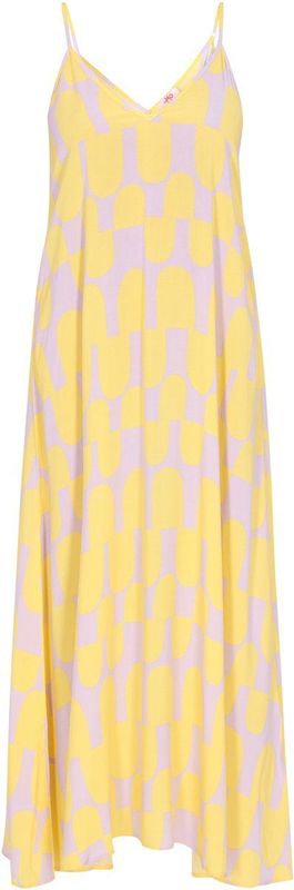 MYMO - Young Fashion - Zomerjurk - Geel/Lila - 7/8 Lengte - V-hals