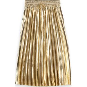 177306 Pleated shiny high-rise maxi skirt