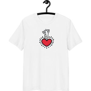 Love Life T-shirt - Unisex - 100% Biologisch Katoen - Wit - Maat S | Pop Art T-shirt| Mindfull T-shirt| By BitPopArt| Love T-shirt| Zomer T-Shirt| Mindfull Kleding| Leven T-shirt